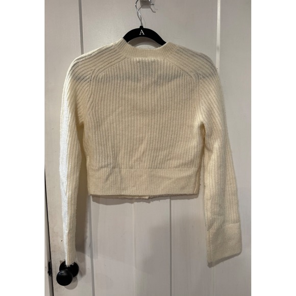 Abercrombie Fitch Cream Knit Cardigan Pearl Buttons Cropped Sweater Women - Picture 5 of 12